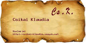 Csikai Klaudia névjegykártya